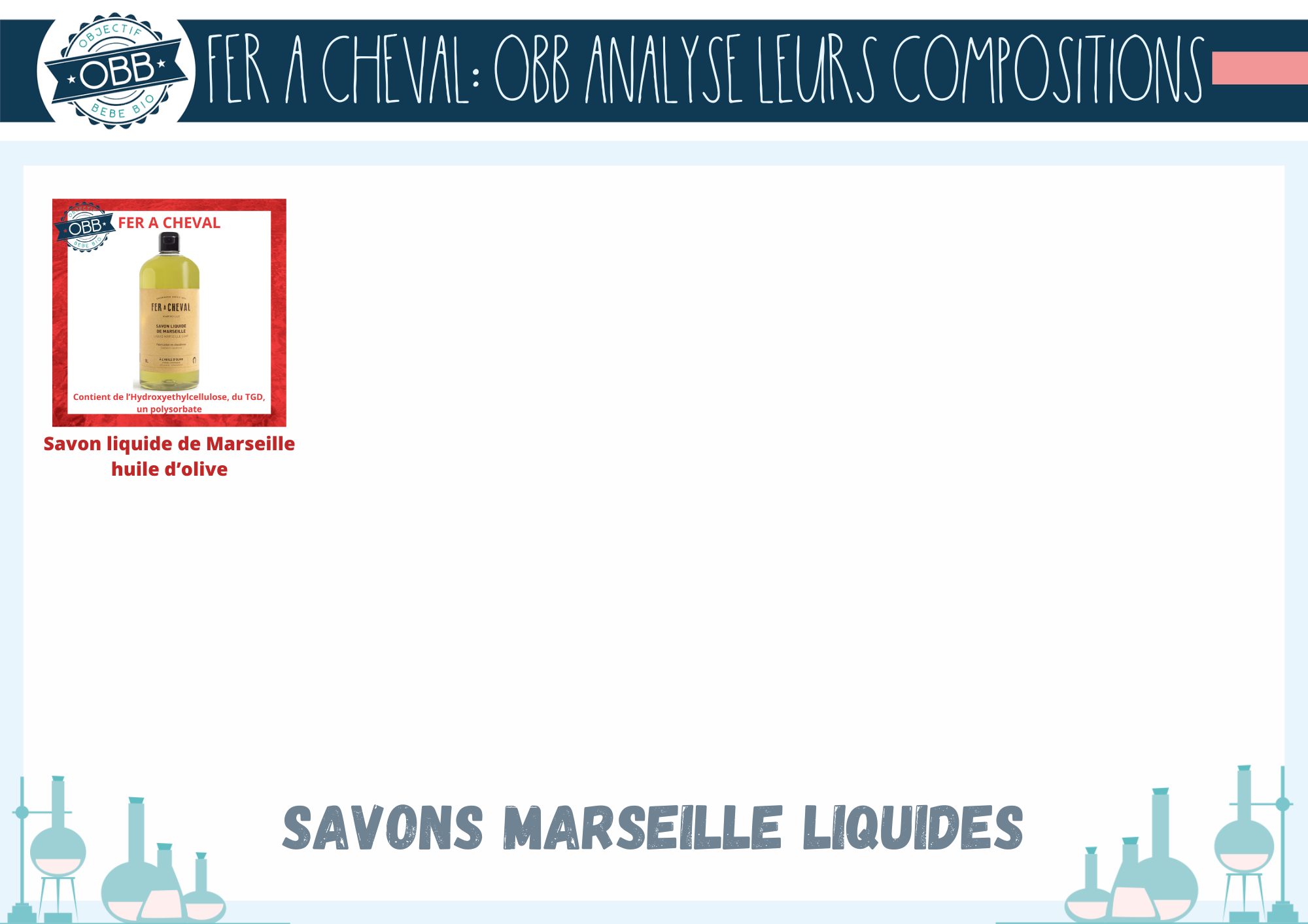 Savons liquide de Marseille à l'huile d'olive avec des ingrédients problématiques